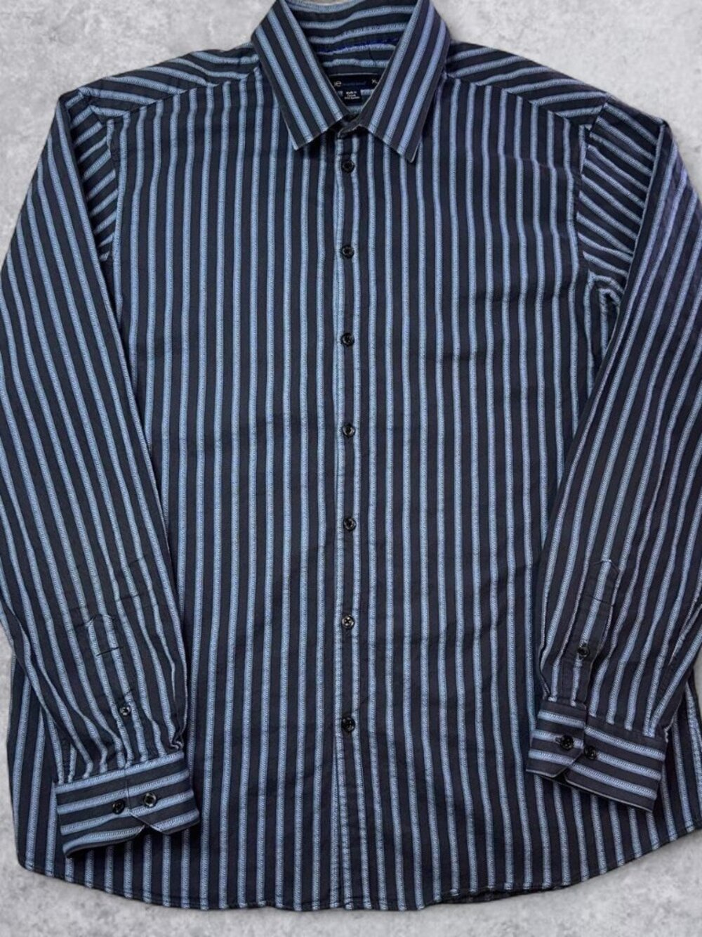 Pronto Uomo striped button up long sleeve dress shirt